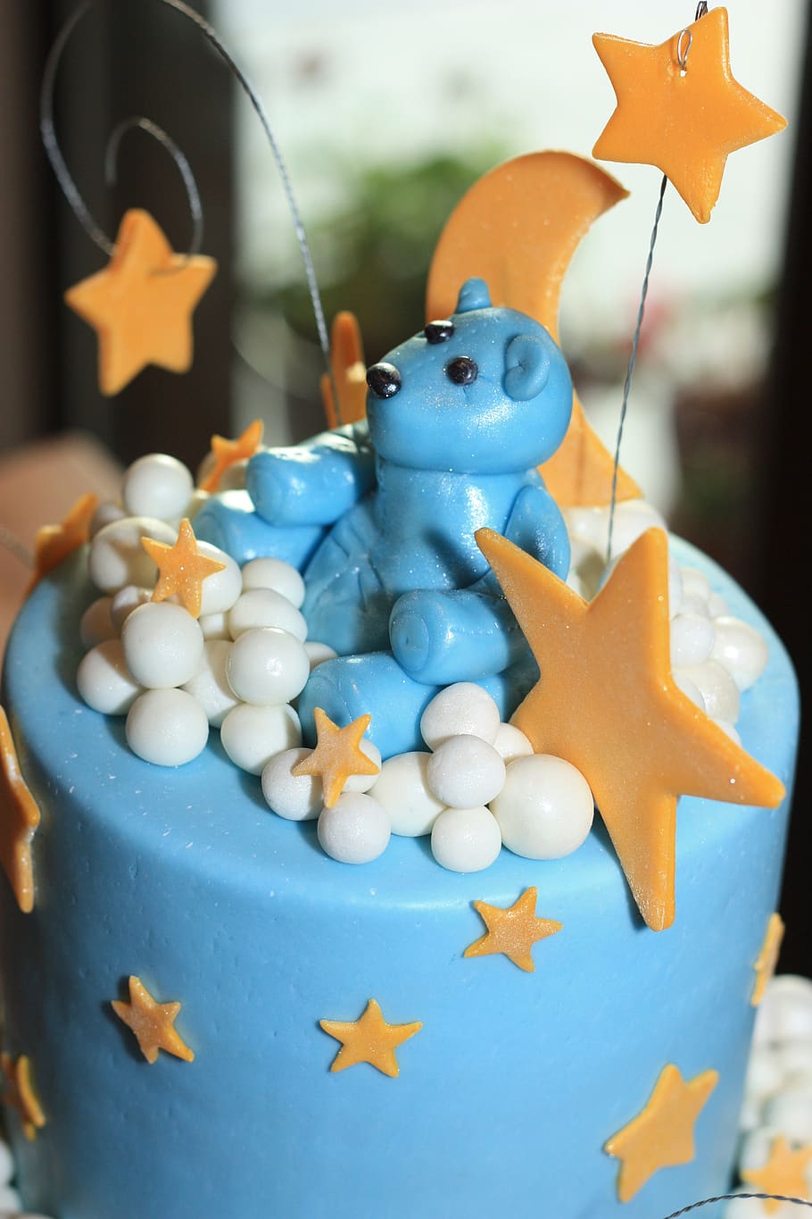 cakes, baby shower, blue, bears, designs, decorative, stars, HD wallpaper