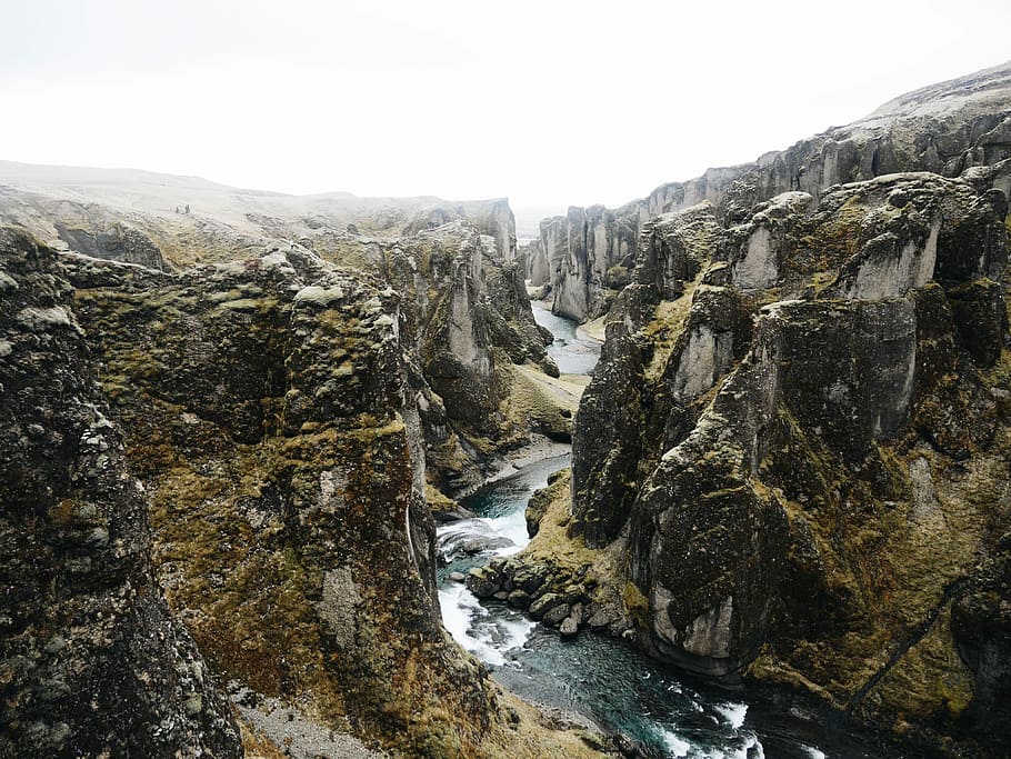 photo of valley with river, photography of river surrounded by mountains during daytime HD wallpaper