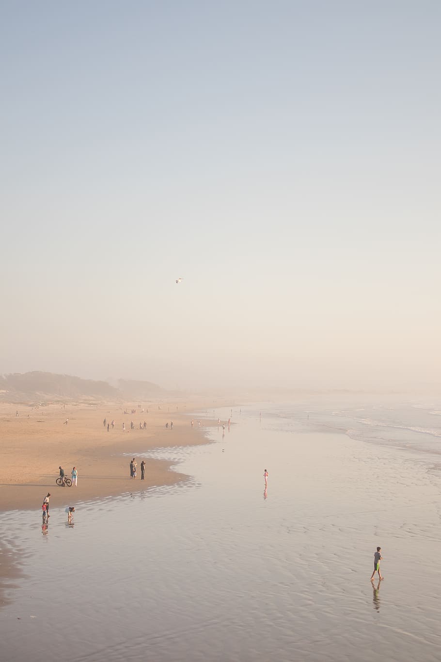 beach, water, tide, tidal, sand, sandy, foggy, marine layer, HD wallpaper