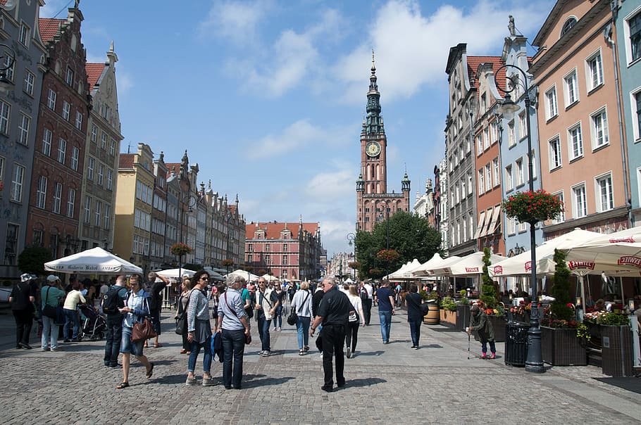 Gdańsk, Old Town, Long Market, the old town, tourists, monuments, HD wallpaper