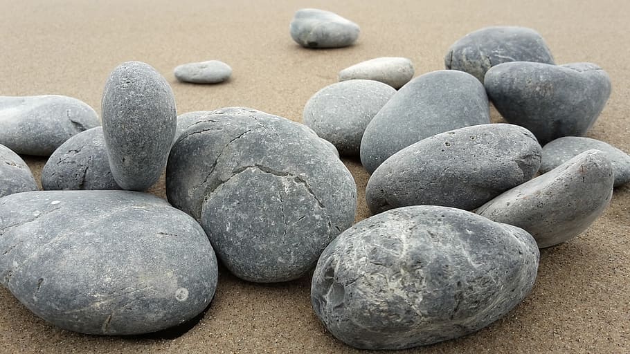 close-up photography of gray stone lot, Basalt, Stones, Sand HD wallpaper