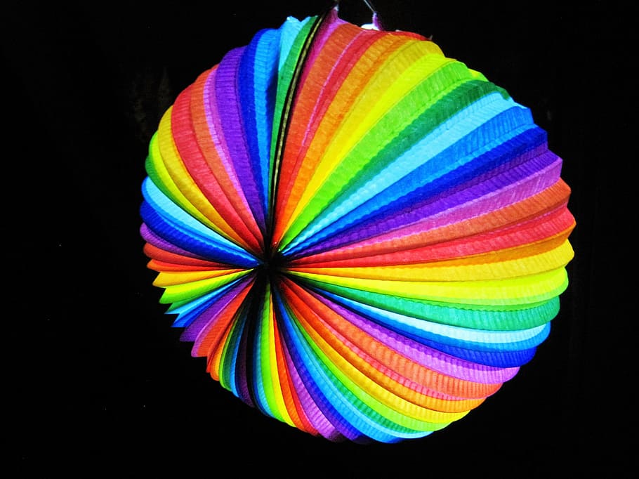 Colorful Lantern, Rainbow Colors, stripes, colorful stripes, bright, HD wallpaper