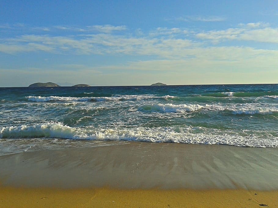 beach, greece, waves, sand, sandy, shore, shoreline, coast HD wallpaper