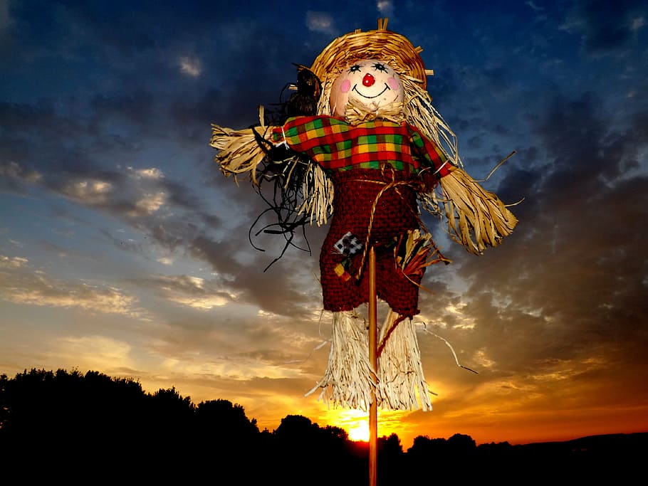 scarecrow, east, cloud, sky, straw, red, spirituality, cultures HD wallpaper