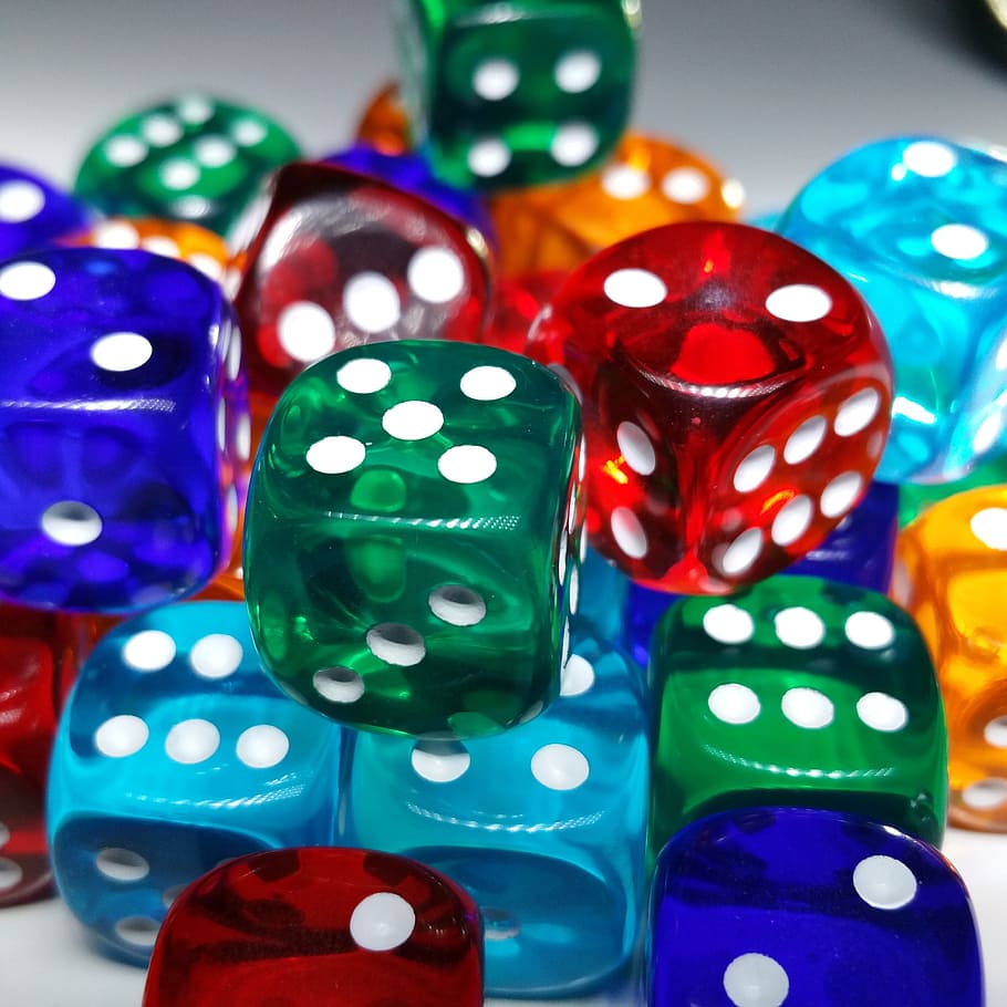 cube, luck, lucky dice, colorful, play, craps, multi colored, HD wallpaper