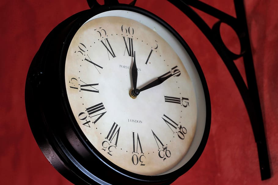 Clock, Hour, Time, Hands, Wall, decoration, trim, red, clock face HD wallpaper