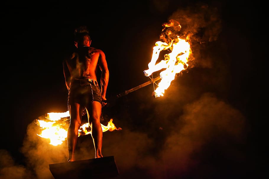 preview, fire, thailand, event, fire show, phi phi, burning, HD wallpaper