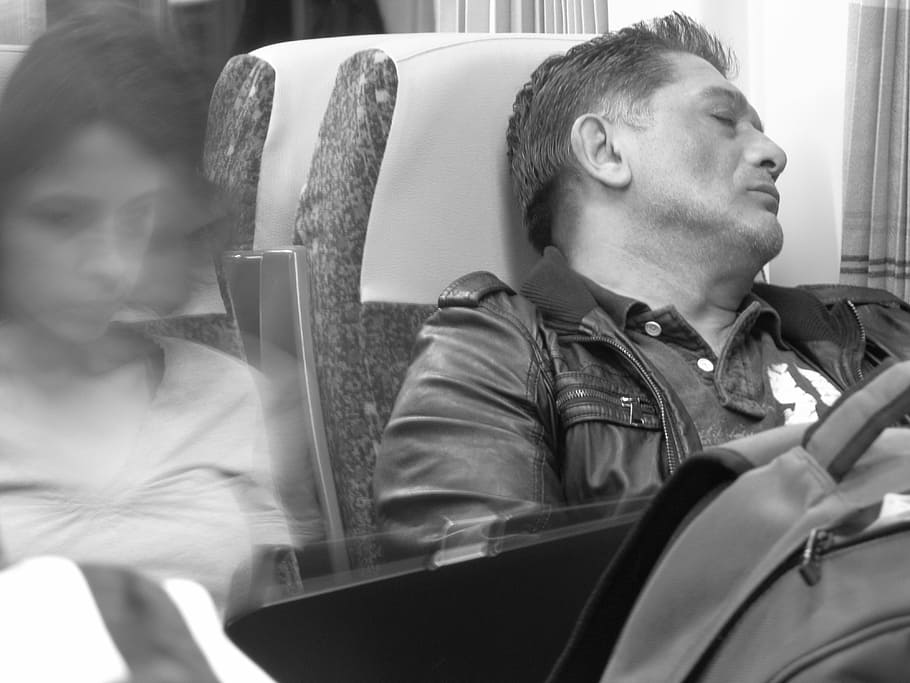 sleep, train, man, calm, dormant, facial, rest, sitting, one person HD wallpaper