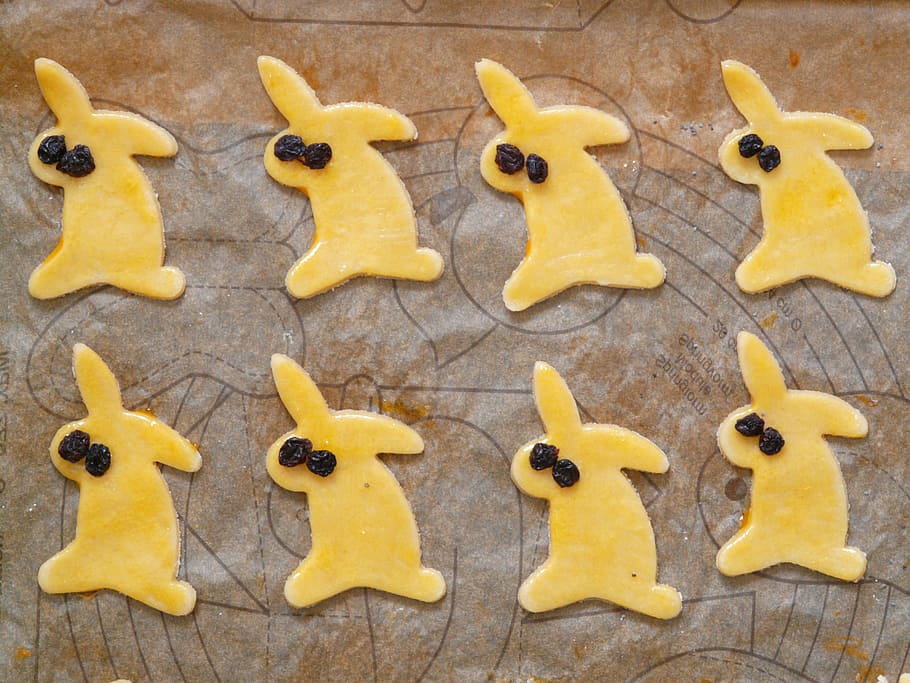easter, easter bunny, easter cakes, rabbit, bake, dough, ausstecherle HD wallpaper