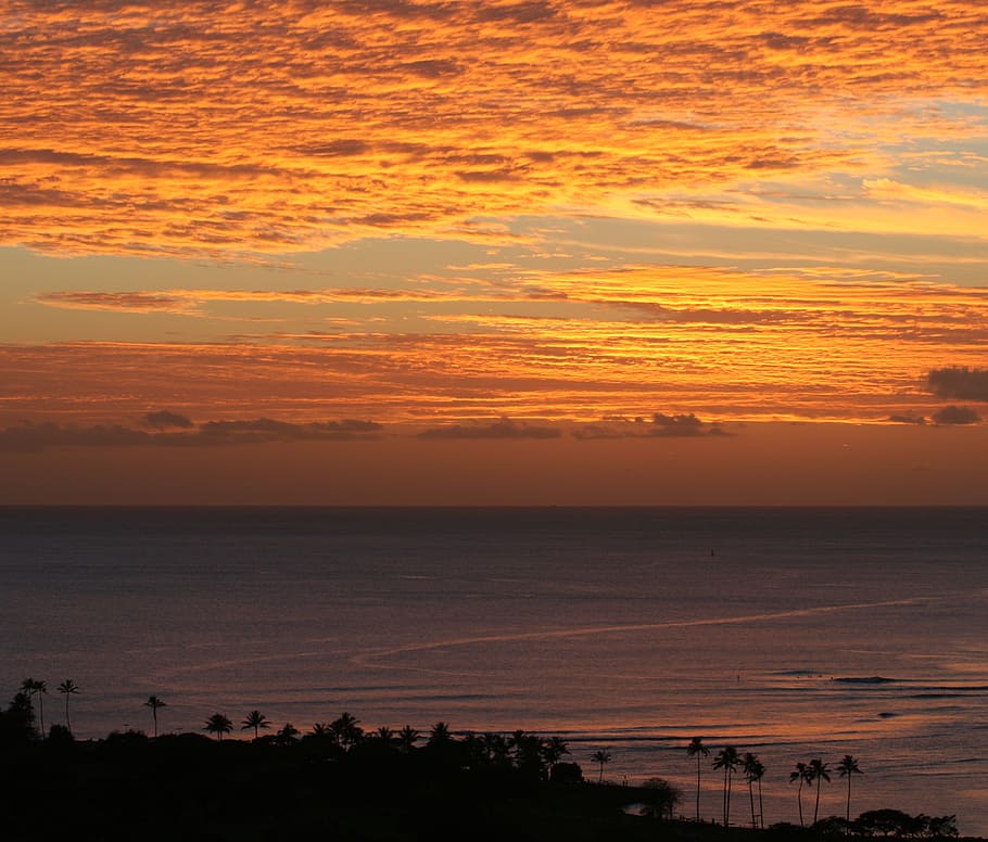 sunset, sky, clouds, evening, dusk, orange, horizon, scenery HD wallpaper