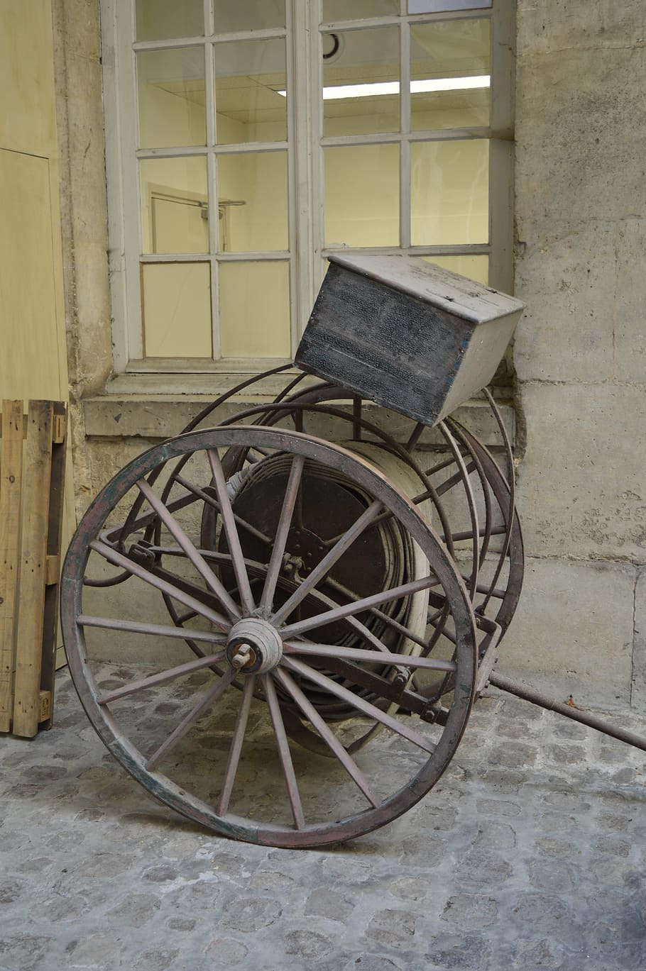 firefighter, former fire, trolley, deco, old, museum, history HD wallpaper