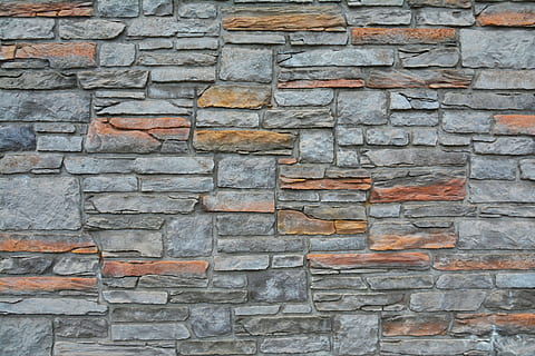 gray and brown concrete brick wall, stone wall, garden, old HD wallpaper