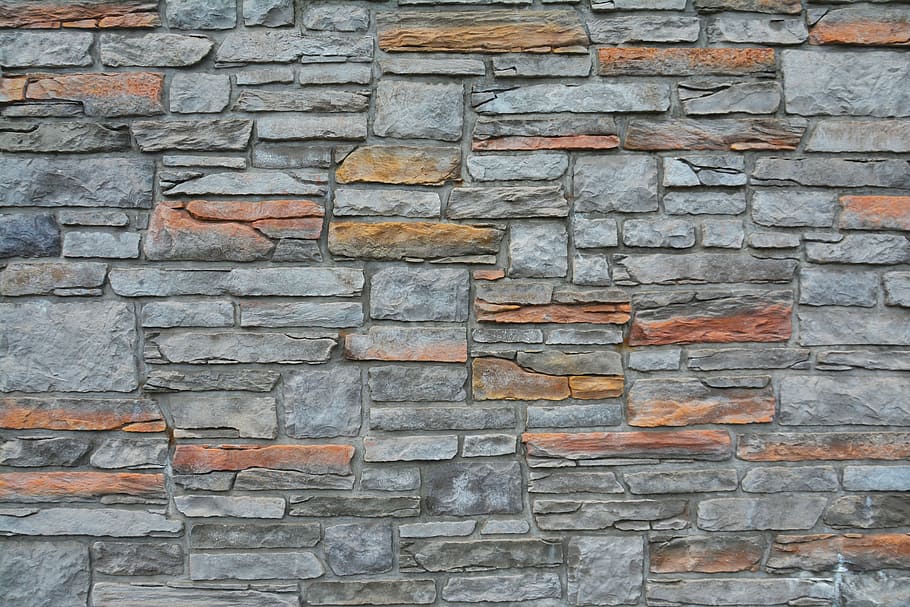 gray and brown concrete brick wall, stone wall, garden, old HD wallpaper