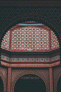 teal and brown floral building wall, architecture, infrastructure HD wallpaper