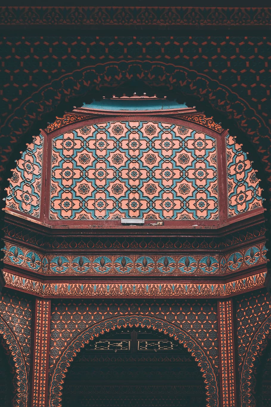 teal and brown floral building wall, architecture, infrastructure HD wallpaper
