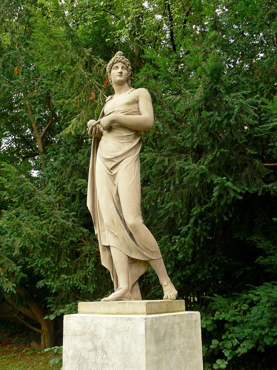 statue, rock, park, paris, nymphenburg, palace, munich, yard