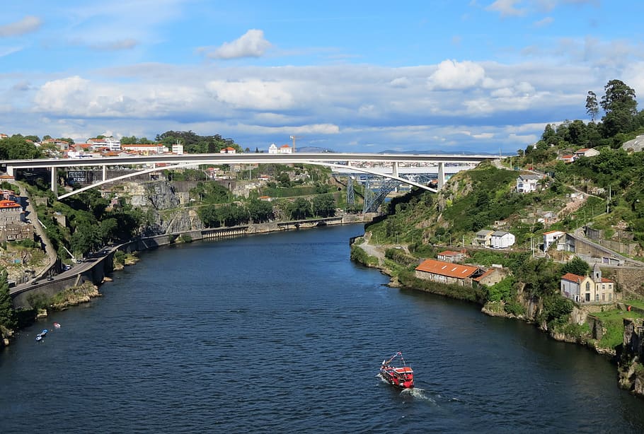 bridge, porto, portugal, douro, water, built structure, transportation, HD wallpaper