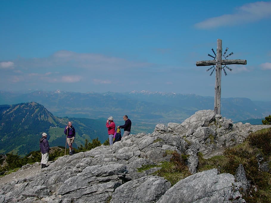 iseler, summit cross, alpine, allgäu, oberjoch, 1876 m, frisch HD wallpaper
