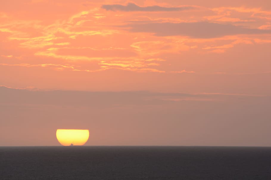 Sunset, Beach, Rest, sea, orange color, scenics, dramatic sky HD wallpaper