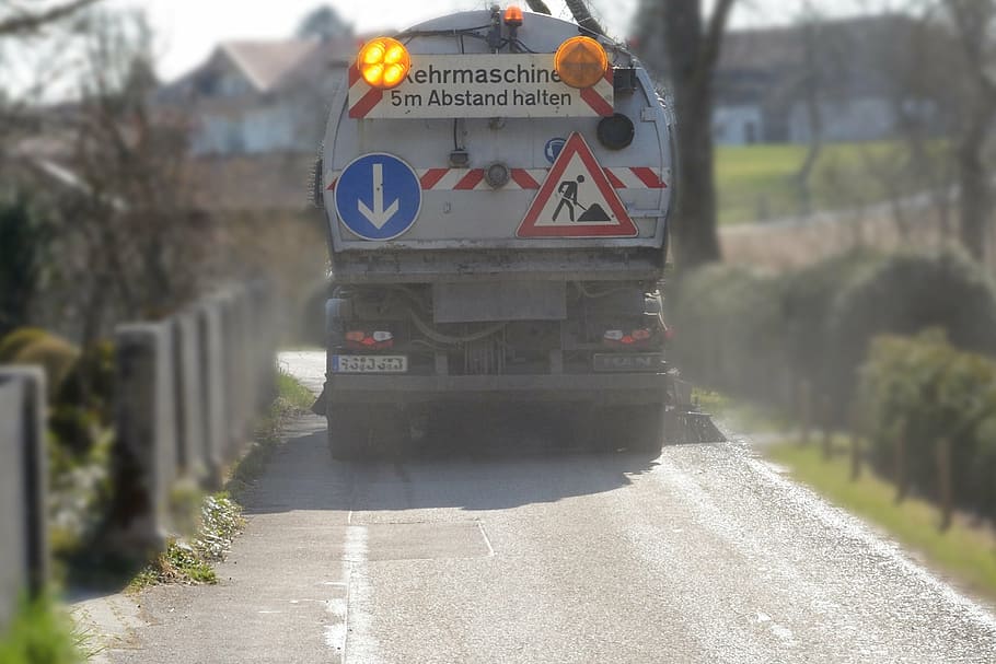 work, road, traffic, clean, broom, return, sweeper, truck, working machine HD wallpaper