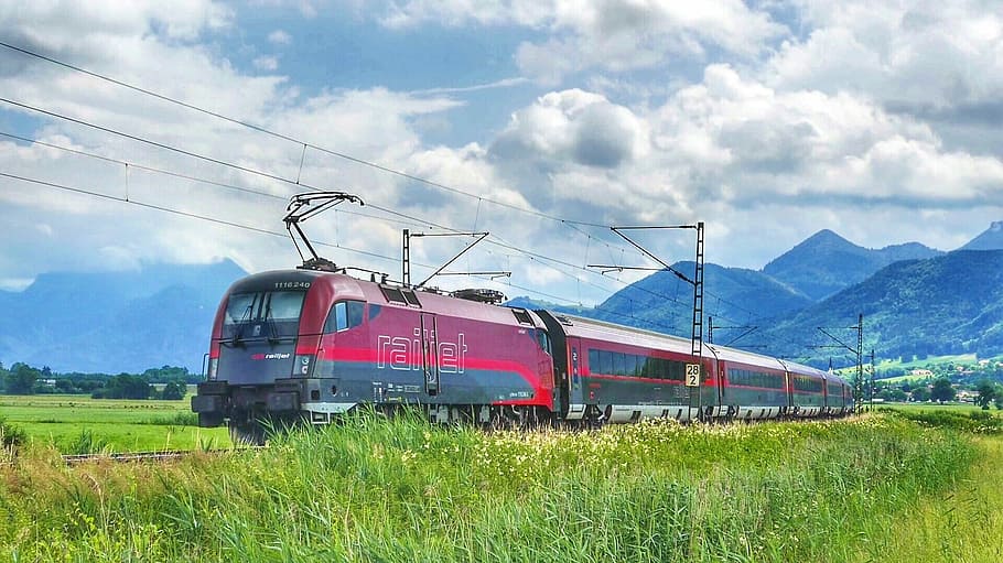 sky, industry, transport system, train, railway, travel, locomotive HD wallpaper