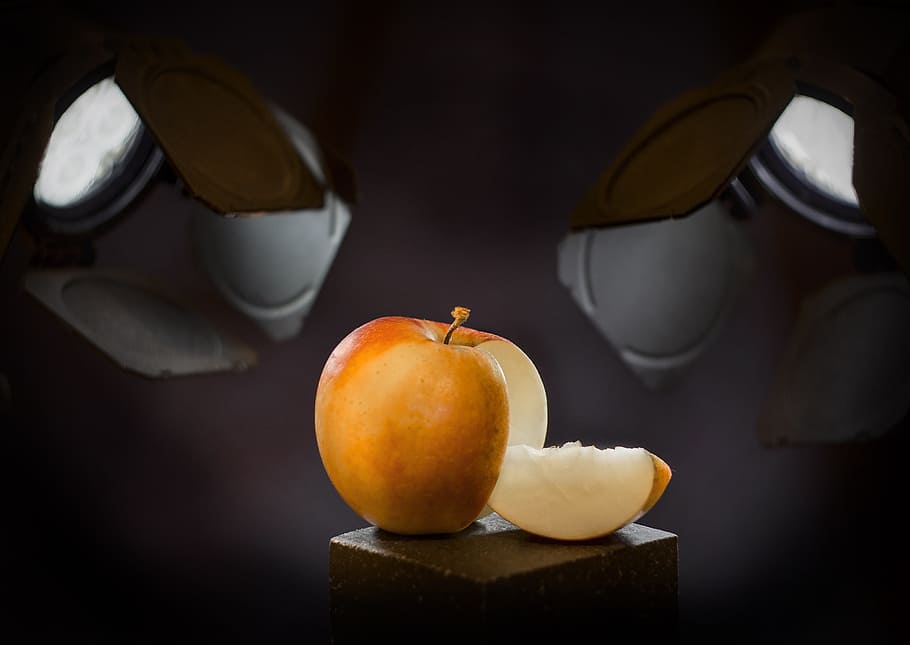 apple, scene, lighting, fruit, food, food and drink, healthy eating HD wallpaper