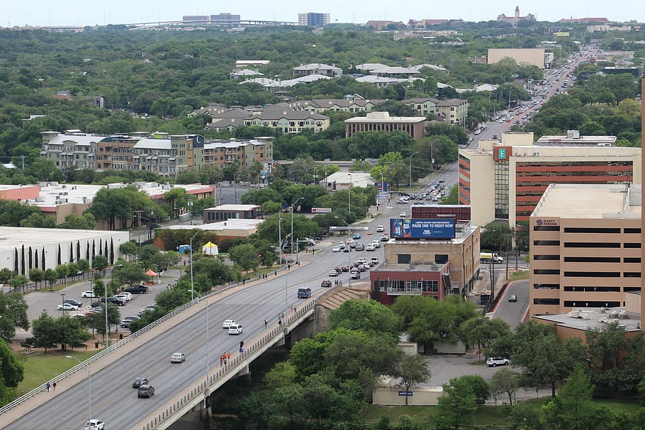 Austin, Congress Avenue, Downtown, high angle view, building exterior, HD wallpaper