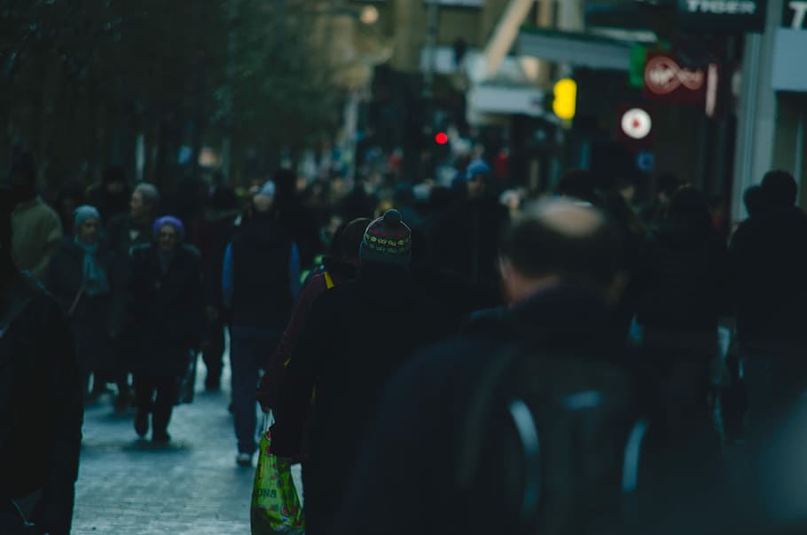 group of people walking on street, crowd, urban Scene, city Life HD wallpaper