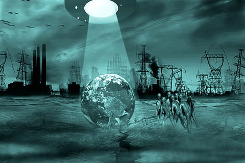 moon and spaceship ilustration, mati, earth, globus, world HD wallpaper