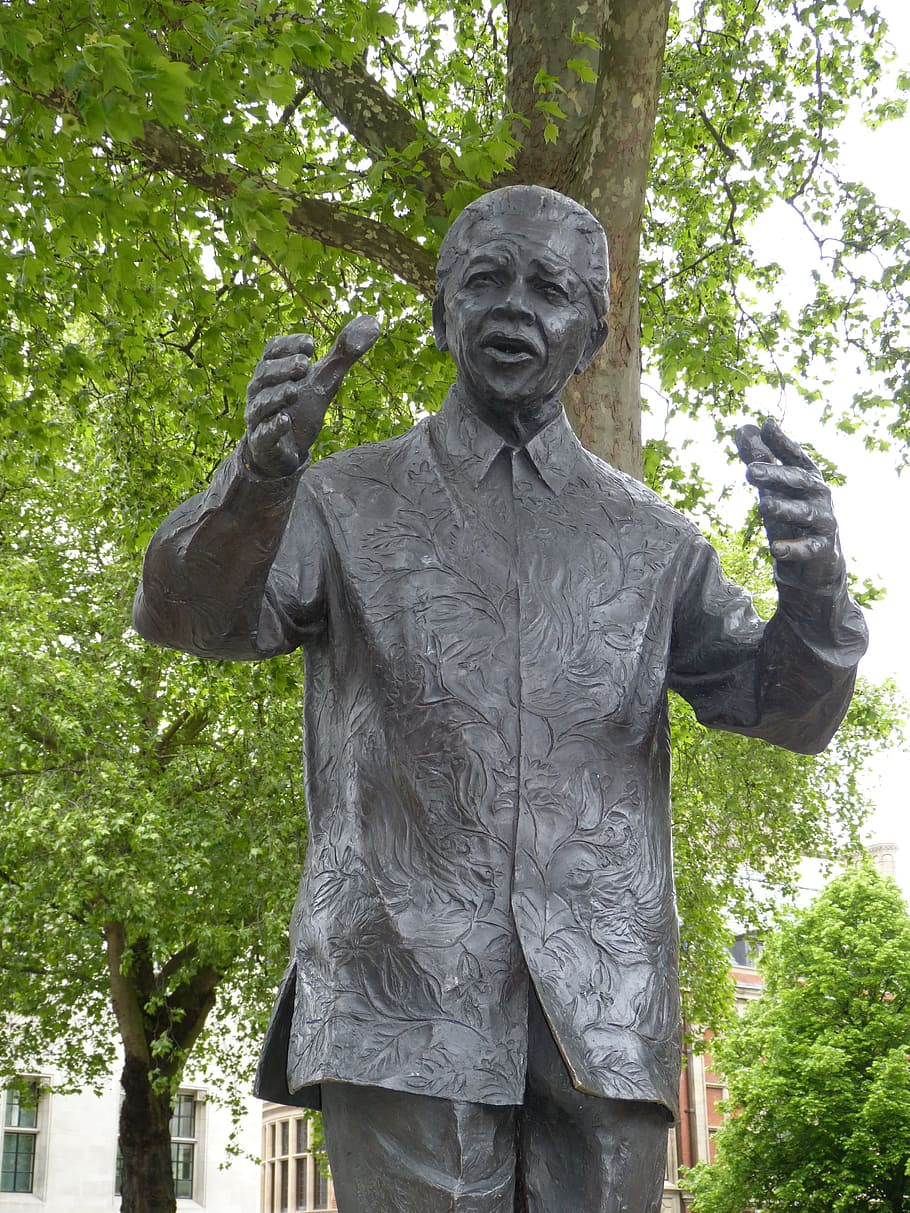 Nelson Mandela statue, Monument, bronze statue, london, river thames, HD wallpaper