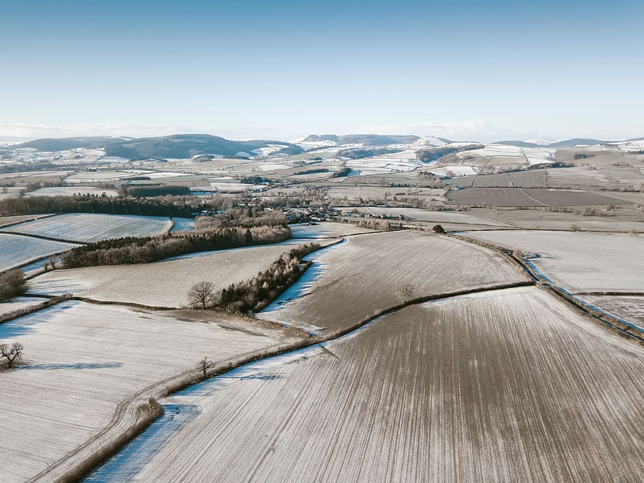 aerial photo of field, aerial photography of brown field, landscape HD wallpaper