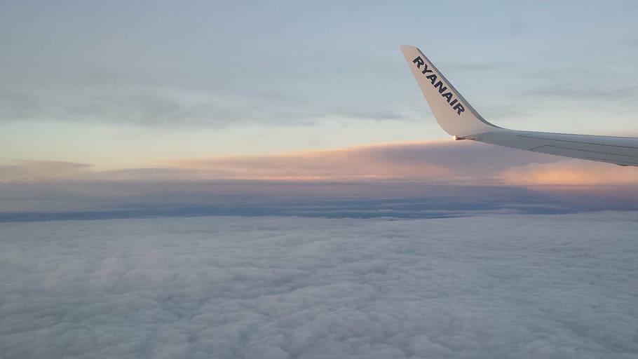 aircraft, wing, sky, flight, clouds, cloud - sky, air vehicle HD wallpaper