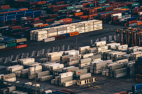 pile of white and gray shipping containers at daytime, van HD wallpaper