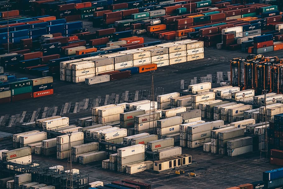 pile of white and gray shipping containers at daytime, van HD wallpaper
