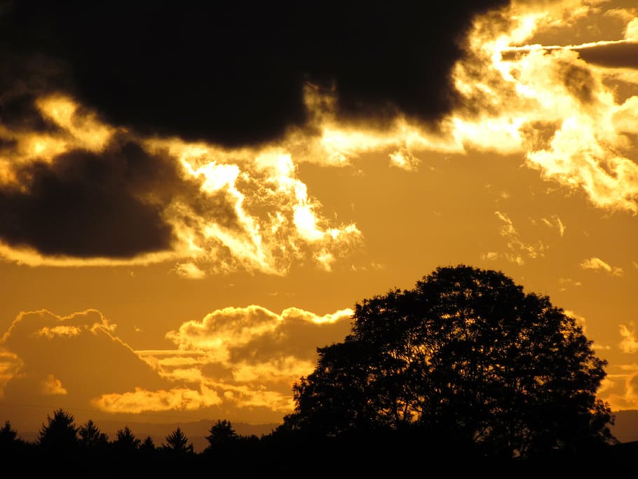 abendstimmung, clouds, sunset, nature, dusk, sky, outdoors HD wallpaper