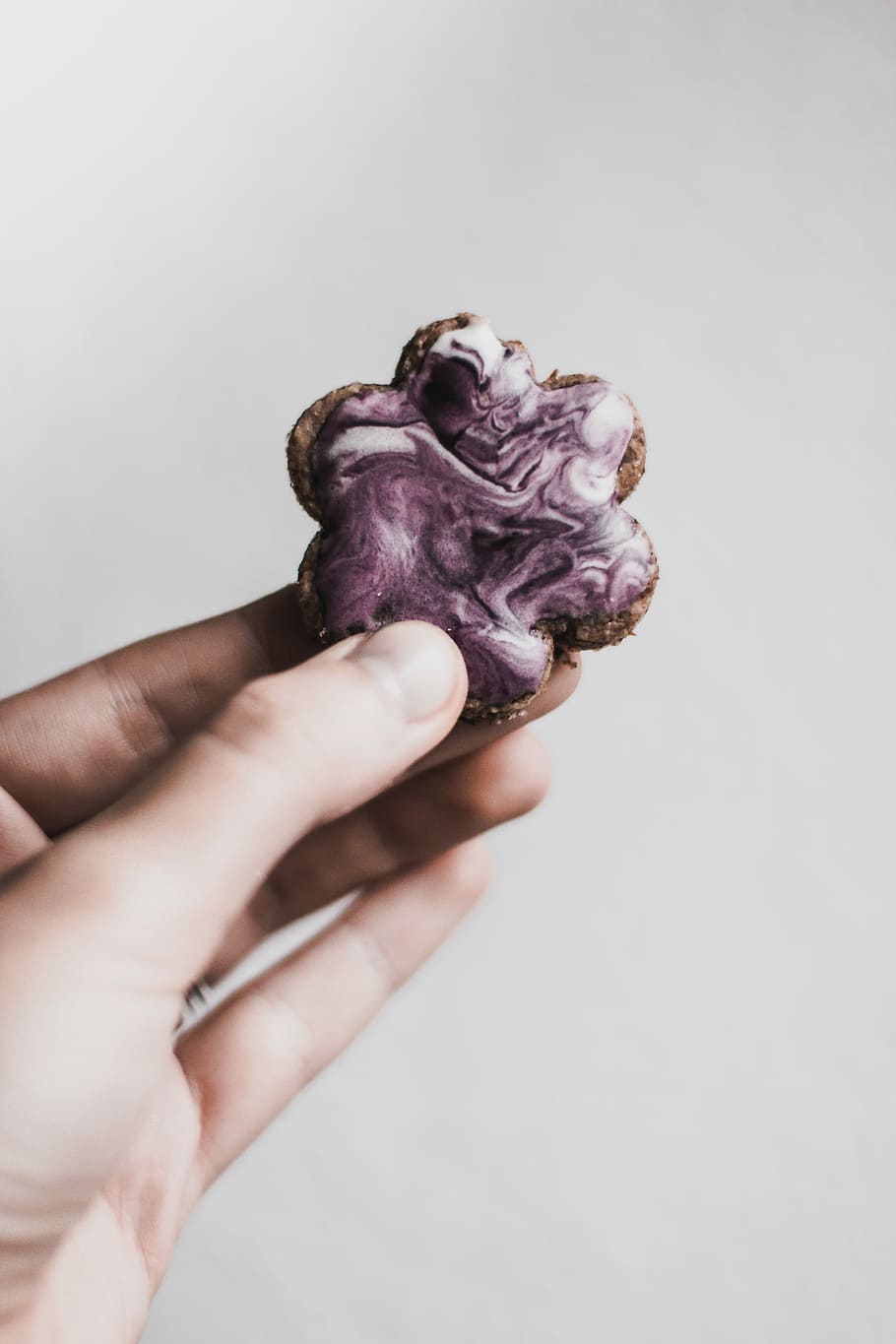 person holding baked cookie, person holding cookie, biscuit, icing HD wallpaper