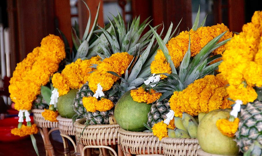 fruits, pineapple, exotic, delicious, market, purchasing, sweet HD wallpaper