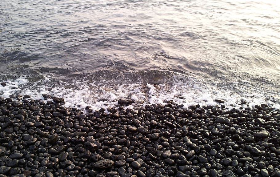 black, beach, pebble, pebble beach, kam black, black kiesstrand HD wallpaper