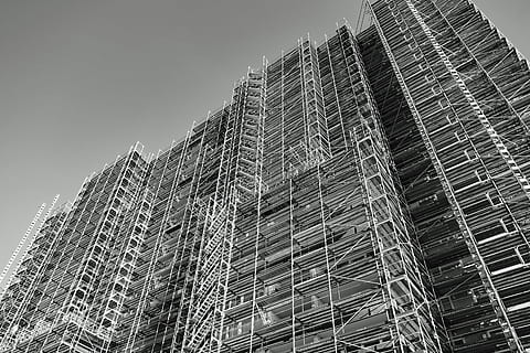 skyscraper, scaffold, scaffolding, architecture, building exterior HD wallpaper