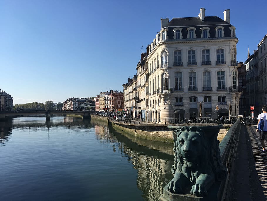 bayonne, river, nive, architecture, built structure, building exterior HD wallpaper