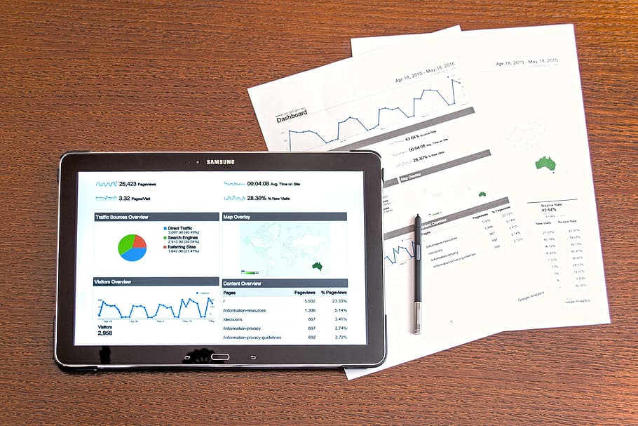 black Samsung Galaxy Tab, modern technologies, marketing, business analyst, HD wallpaper