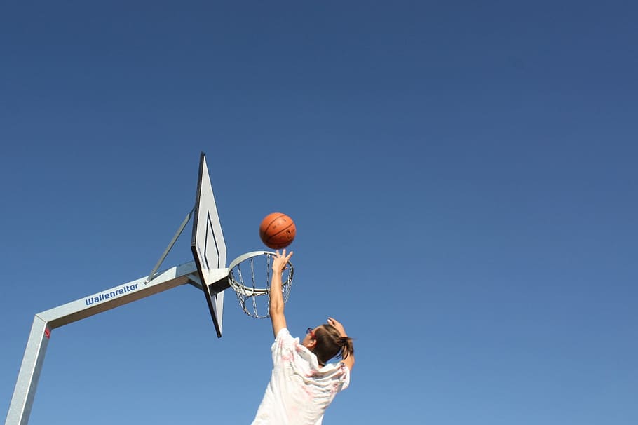 Hd Wallpaper Man About To Shoot On Basketball Hoop Sport Play Ball Game Wallpaper Flare