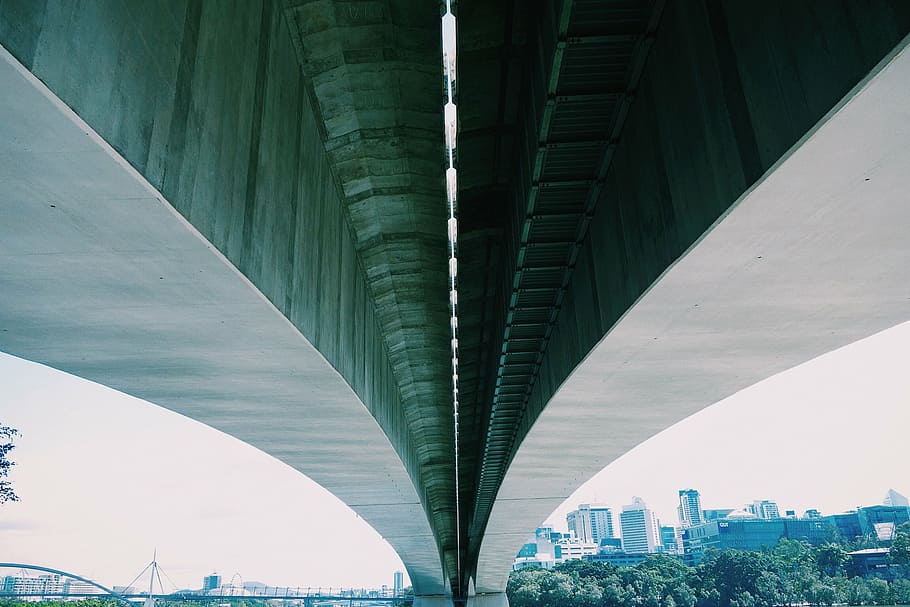 untitled, bridge, underneath, massive, concrete, cement, structure HD wallpaper
