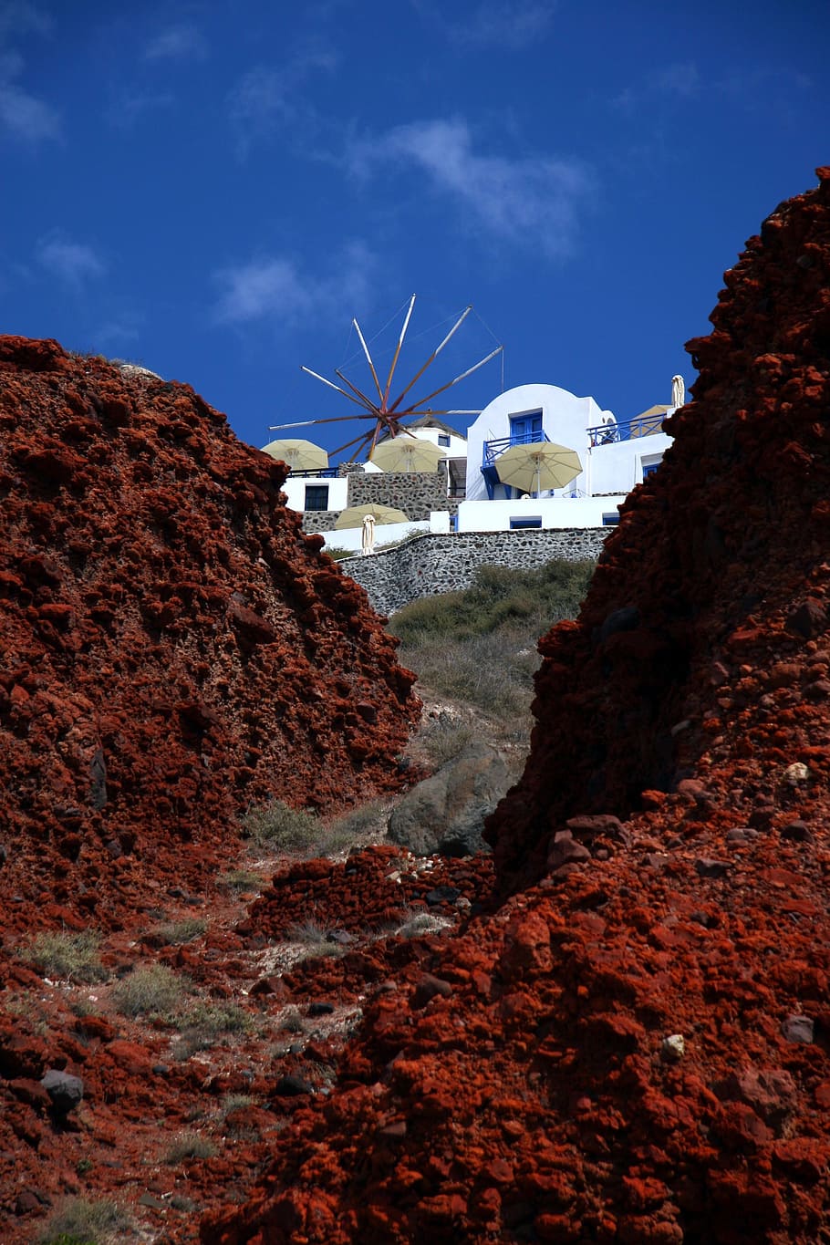 santorini, greek island, cyclades, caldera, white houses, greece, HD wallpaper