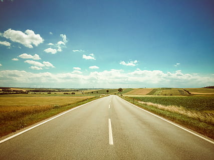 On the road!, austria, clouds, field, sunny, rural Scene, sky HD wallpaper