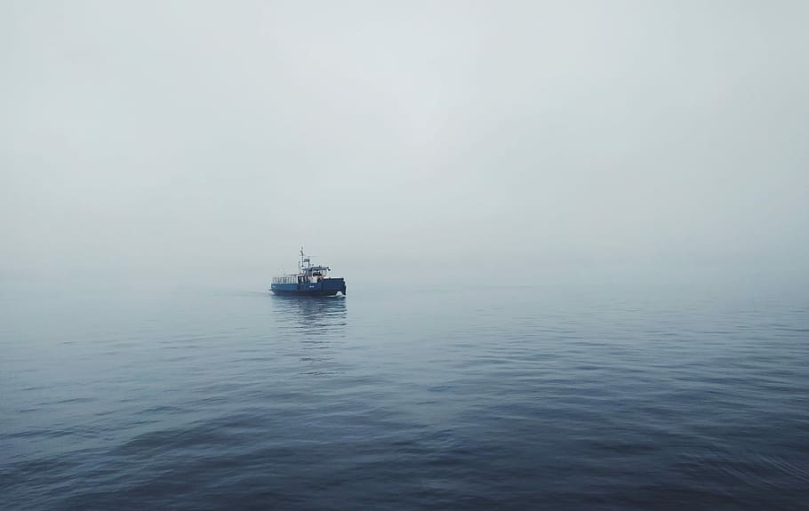 gray boat on body of water, sea, nautical Vessel, transportation HD wallpaper