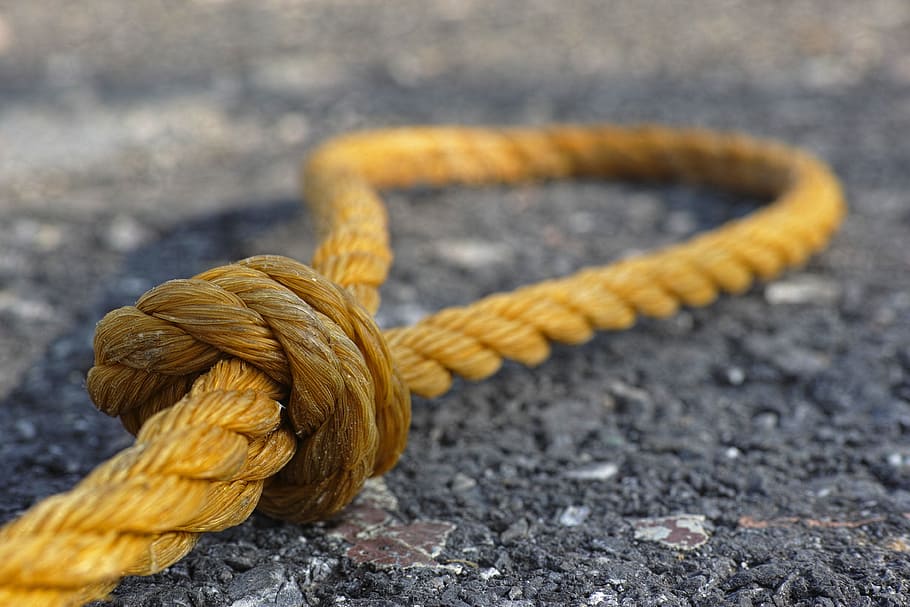 rope, yellow, connect, old, macro, node, close, detail shots HD wallpaper
