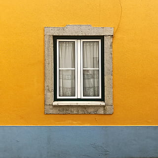 photo of white windowpane against yellow wall, glass panel window with white frame HD wallpaper