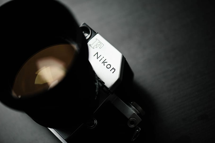 closeup photo of gray and black Nikon camera, closeup of Nikon F camera HD wallpaper