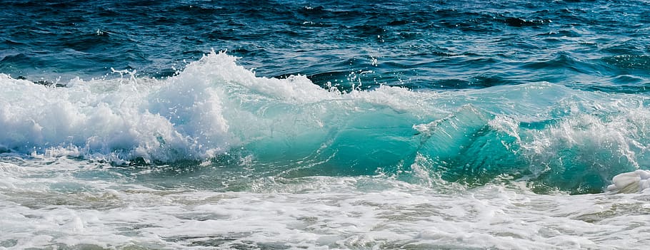 sea waves, foam, spray, water, blue, nature, splash, summer HD wallpaper